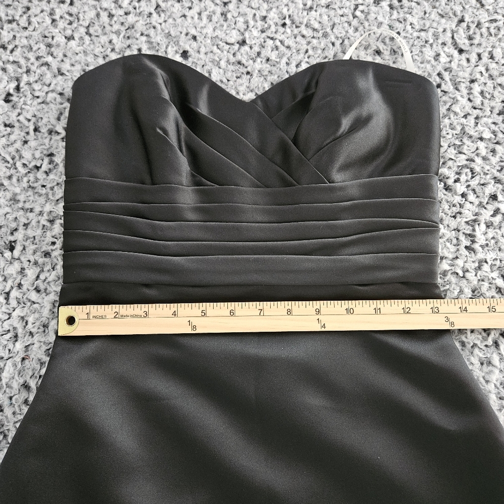 Black Satin Strapless Mini Dress Size 6 Small A-Line Sweetheart Formal Cocktail - Picture 9 of 13